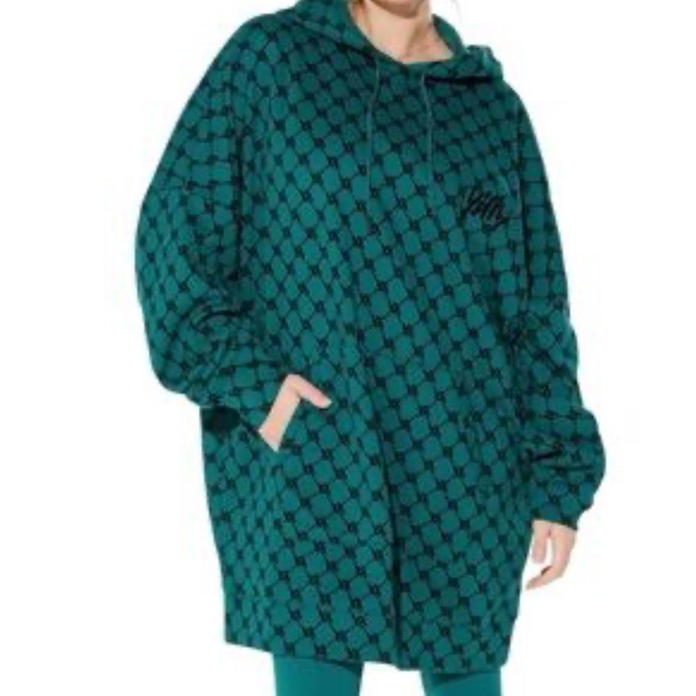 YITTY Teal and Black Patterned Hoodie